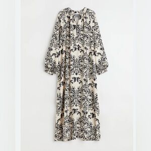 H&M Black and Cream Floral Long Sleeve Dress